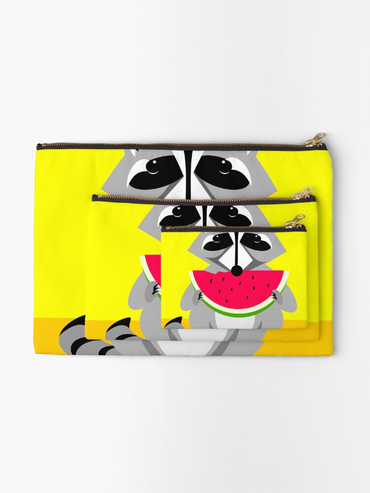 Thumbnail 2 of 4, Zipper Pouch, Abstract Raccoon Eating Watermelon designed and sold by studioart.