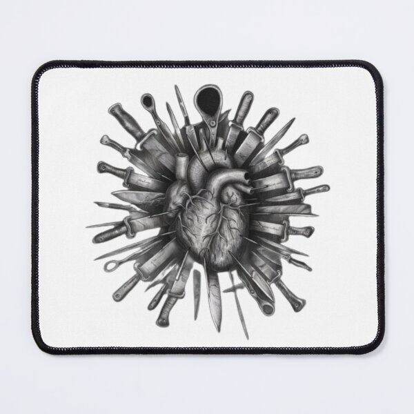 Item preview, Anatomy of Agony: A Monochromatic Illustration of a Heart Pierced by Blades designed and sold by TrendTrove1.