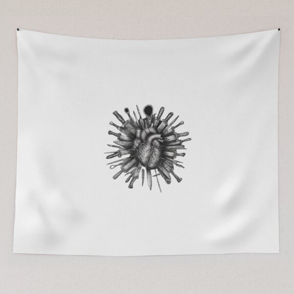 Item preview, Anatomy of Agony: A Monochromatic Illustration of a Heart Pierced by Blades designed and sold by TrendTrove1.