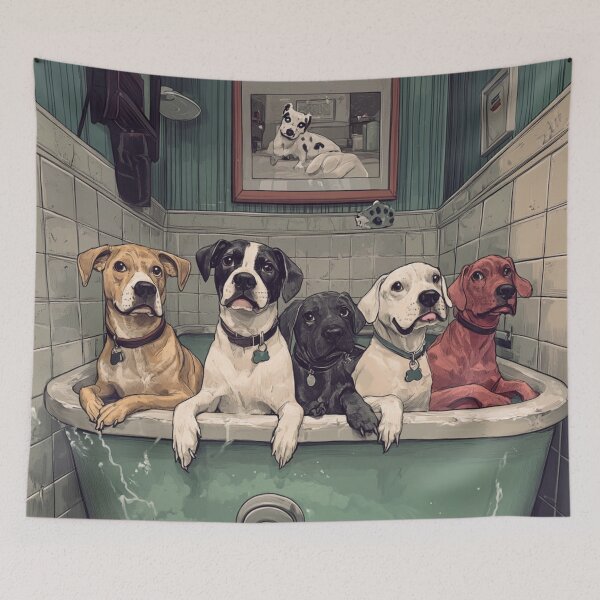 Item preview, Dogs in the Bathroom designed and sold by patternshoprad.