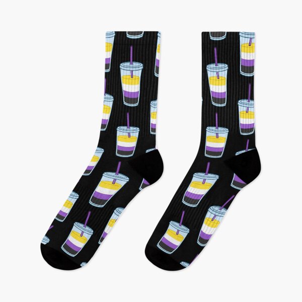 Item preview, Pattern of Plastic Coffee Cups with Straws Nonbinary Flag designed and sold by AroAxel.