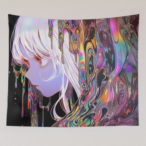 Item preview, Abstract Psychedelic Slime Drip Anime Girl designed and sold by bubblegoth.