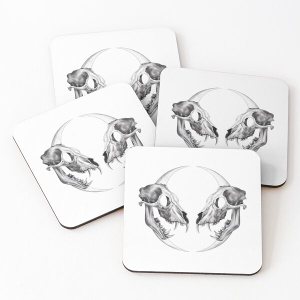 Item preview, Primal Elegance: Animal Skulls and Crescent Moon in a Haunting Minimalist Composition designed and sold by TrendTrove1.