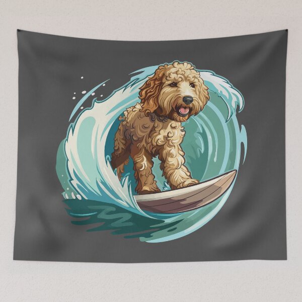 Artikelvorschau, Surfender Goldendoodle entworfen und verkauft von VelvetRoom.