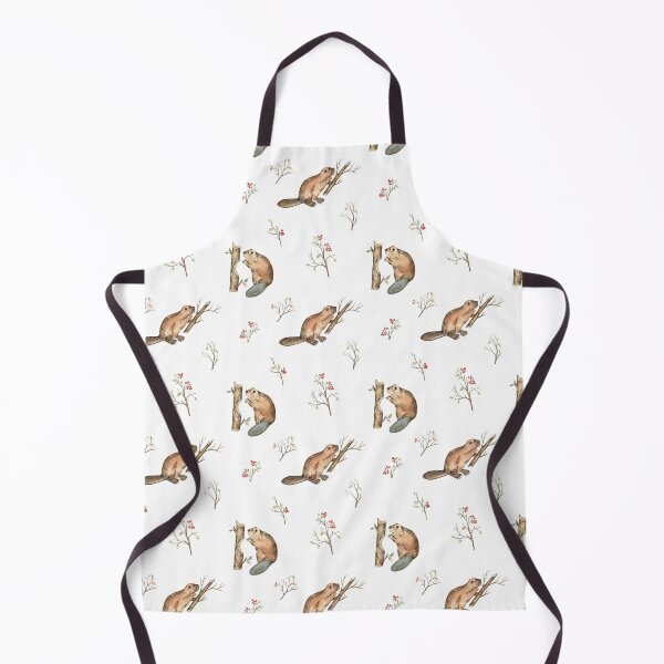Item preview, Beavers and Twigs with Berries pattern on white designed and sold by Flowersforbear.