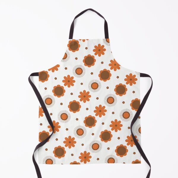 Artikelvorschau, Retro-Blumenmuster in Orange und Braun entworfen und verkauft von MadeByGeeClowes.