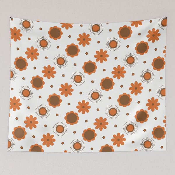 Item preview, Retro Orange and Brown Floral designed and sold by MadeByGeeClowes.