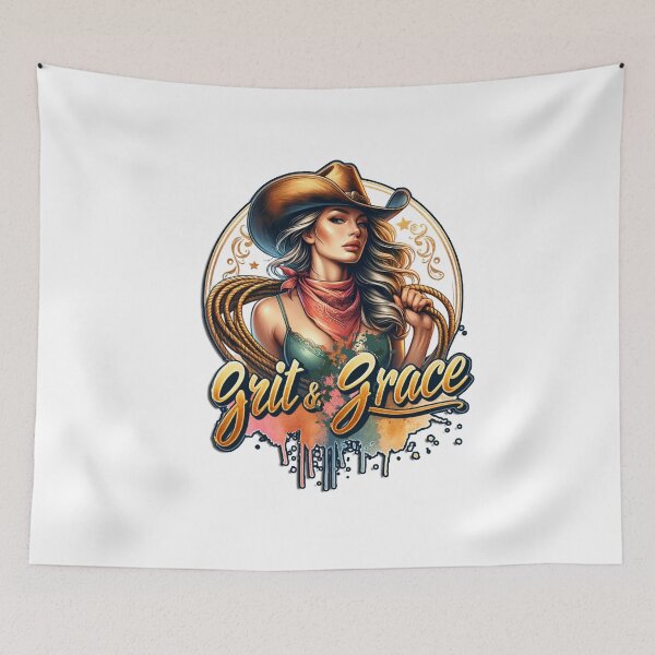 Item preview, ✨Grit and Grace – Cowgirl with Hat and Lasso Design for Apparel, Mugs, Stickers & More designed and sold by artedigital99.