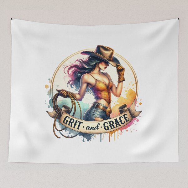 Item preview, ✨Grit and Grace – Cowgirl with Hat and Lasso Design for Apparel, Mugs, Stickers & More designed and sold by artedigital99.