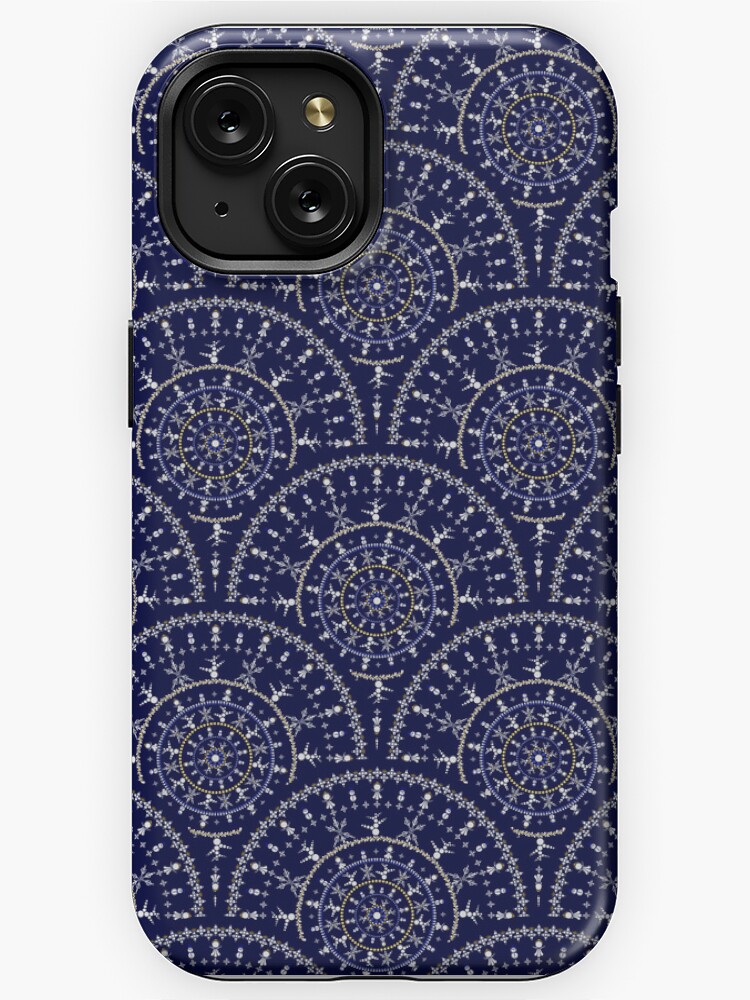 iPhone Case, Ditsy Winter Snow Angels Snowmen And Snowflakes Art Deco designed and sold by Triplicate Limited