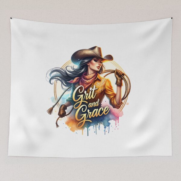 Item preview, ✨Grit and Grace – Cowgirl with Hat and Lasso Design for Apparel, Mugs, Stickers & More designed and sold by artedigital99.