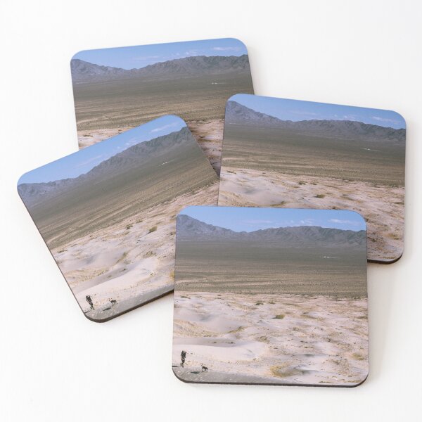 Item preview, Kelso Dunes Mojave California with Hiker and Dog designed and sold by World Wondering Travel Photography.