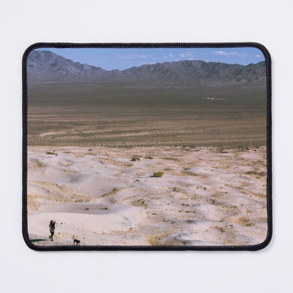 Item preview, Kelso Dunes Mojave California with Hiker and Dog designed and sold by World Wondering Travel Photography.