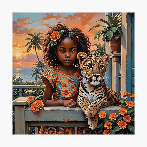 Item preview, Sunset Beach Balcony with Leopard designed and sold by IvaRenee.