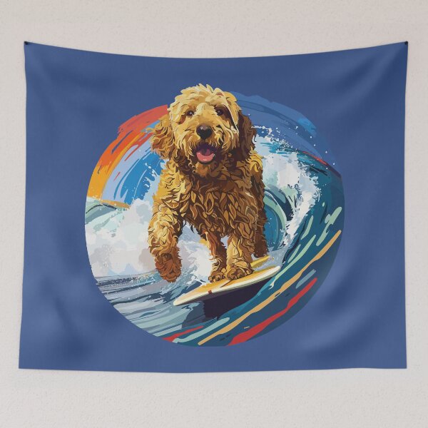 Artikelvorschau, Surfender Goldendoodle entworfen und verkauft von VelvetRoom.