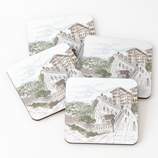 Item preview, Orvieto Street Watercolor Illustration  designed and sold by kriti130.