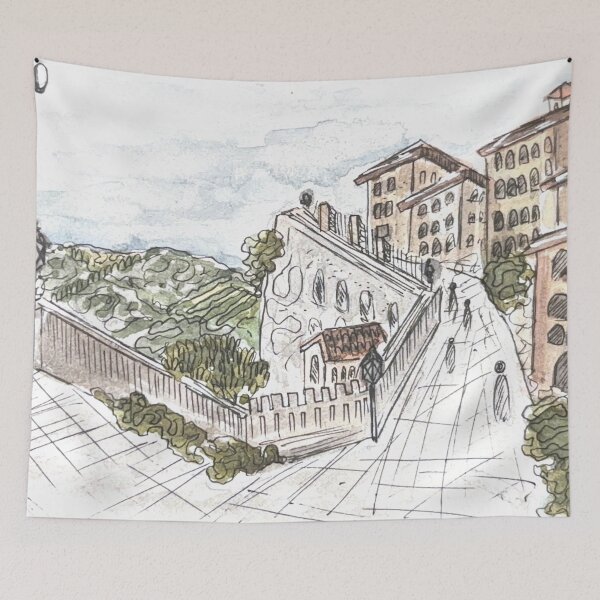 Item preview, Orvieto Street Watercolor Illustration  designed and sold by kriti130.