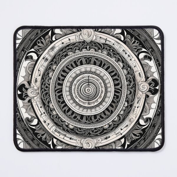 Item preview, Musical Mandala in Black and White with Floral Details designed and sold by MandalasShops.