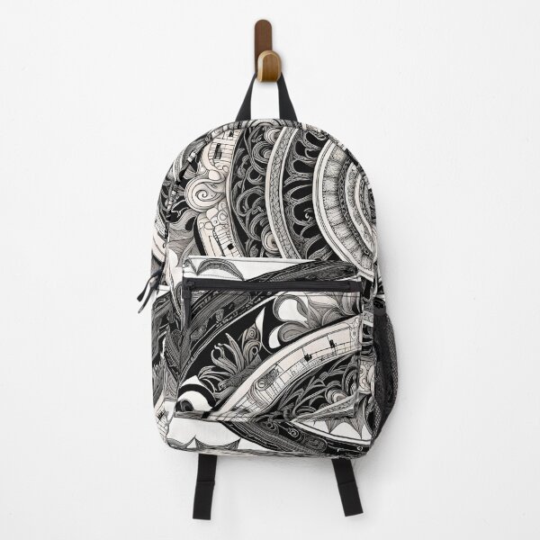 Item preview, Musical Mandala in Black and White with Floral Details designed and sold by MandalasShops.