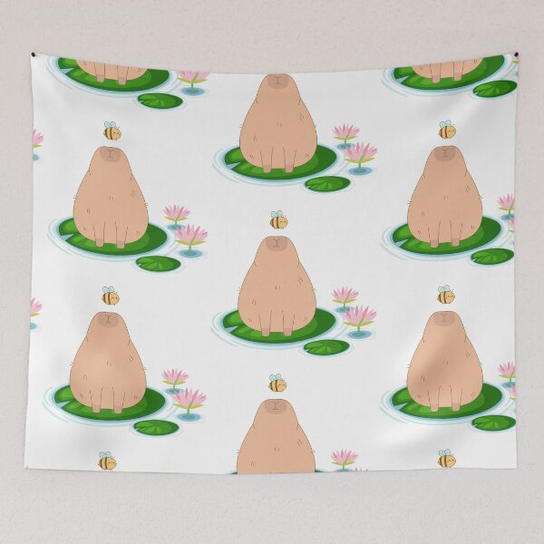 Item preview, Capybara and A Bee Water Lily  designed and sold by CCKimShop.