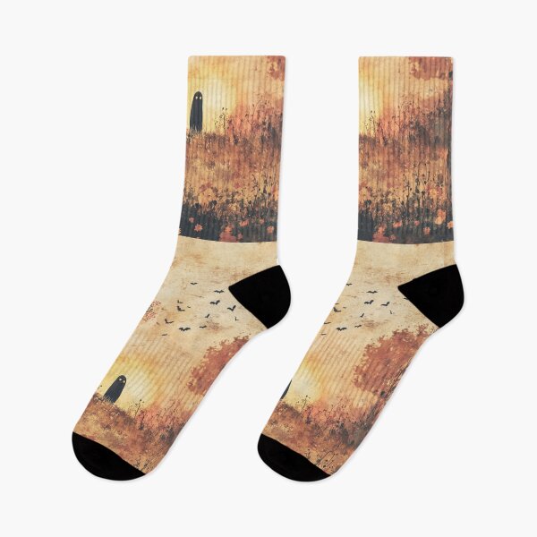 Item preview, Cute Chost Standing in Autumn Meadow in sunset designed and sold by ChuckleSpace.