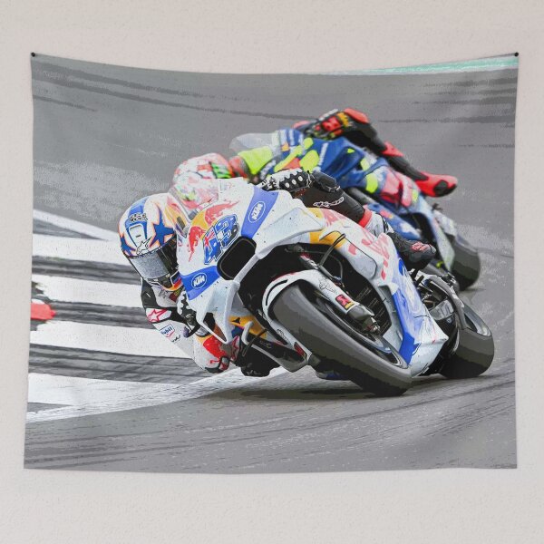 Item preview, Jack Miller fighting in the corners during the 2024 British Grand Prix abstract designed and sold by Rodissimus1984.