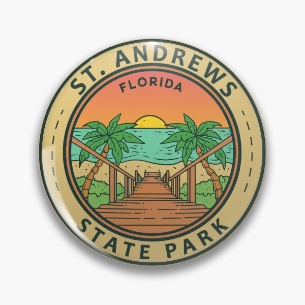 Item preview, St. Andrews State Park Florida Circle Badge designed and sold by KrisSidDesigns.