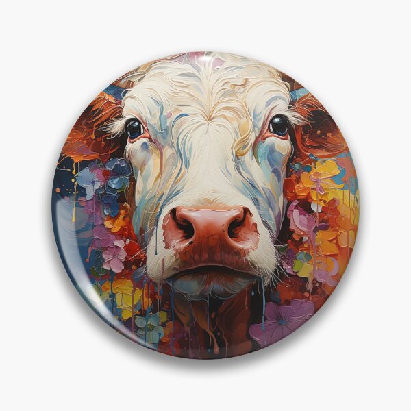 Item preview, Cow portrait with flowers painting designed and sold by TheArtistOf2022.