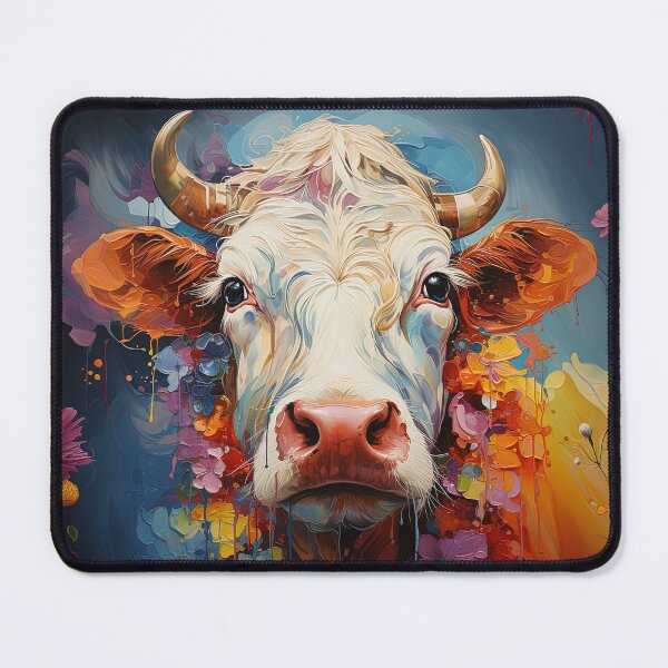 Item preview, Cow portrait with flowers painting designed and sold by TheArtistOf2022.