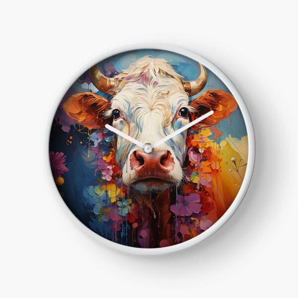 Item preview, Cow portrait with flowers painting designed and sold by TheArtistOf2022.