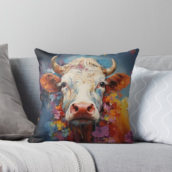 Item preview, Cow portrait with flowers painting designed and sold by TheArtistOf2022.