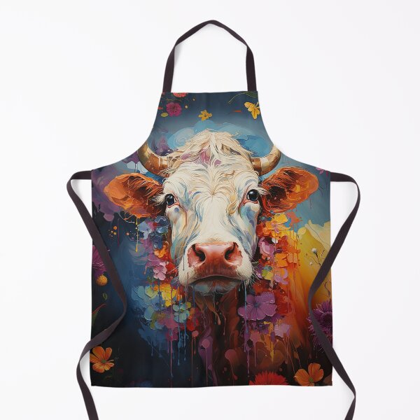 Item preview, Cow portrait with flowers painting designed and sold by TheArtistOf2022.