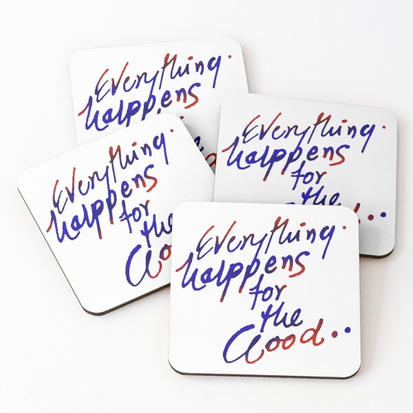 Item preview, Every Thing Happens For The Good Red and Blue Ink color Hand Writing Positive Thought designed and sold by Wiggly Lines.
