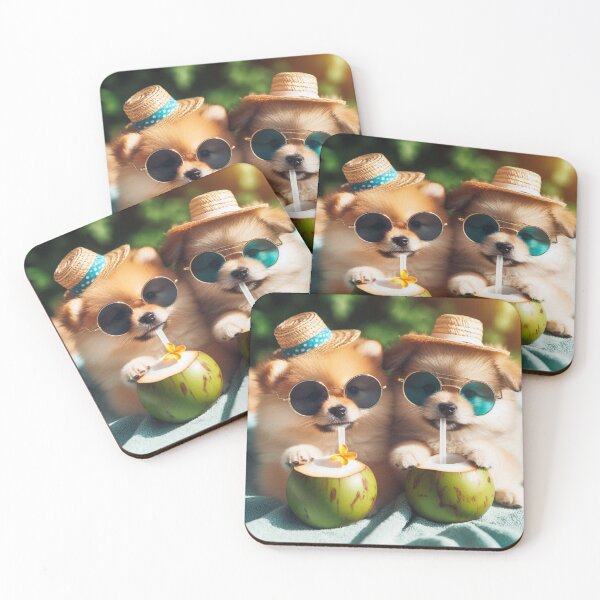 Item preview, Vacation Pups Sipping Coconuts designed and sold by Peter-Pan-S.