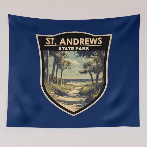 Item preview, St. Andrews State Park Florida Travel Art Badge designed and sold by KrisSidDesigns.