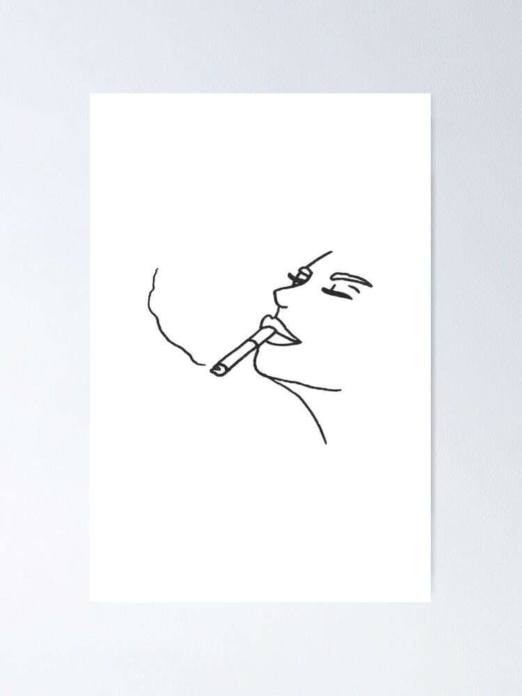 Girl Smoking Outline Poster By Artman Bartman Redbubble