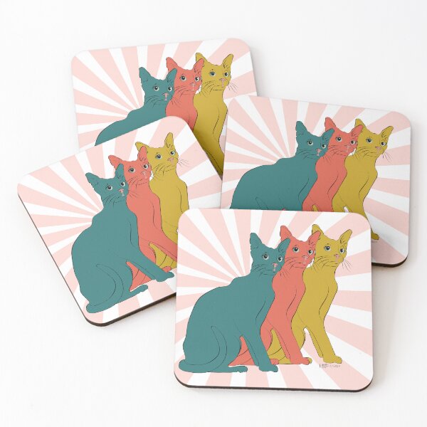 Item preview, Retro cat trio - Drawing and design by Karen Little of Littleviews / Sketchviews (Sketch-Views) designed and sold by Littleviews.