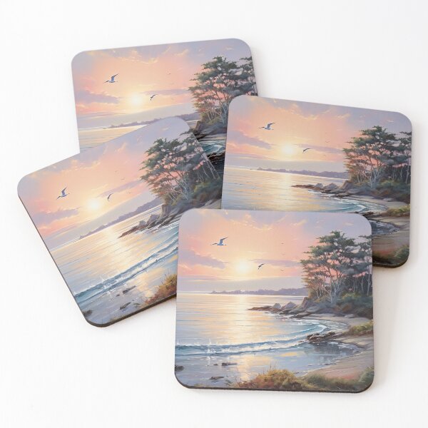 Item preview, Sandy beach at sunset - Landscape painting designed and sold by TheArtistOf2022.