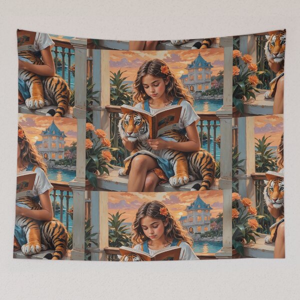 Item preview, Beach Balcony Reader With Tiger designed and sold by IvaRenee.