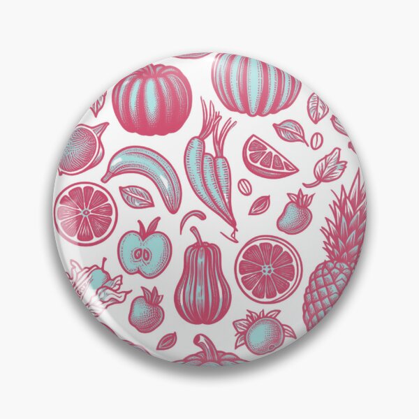 Aperçu de l'œuvre  Fruits et Légumes du Jardin Bleu-Rose créée et vendue par DotLineColor.