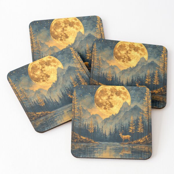 Item preview, Beautiful fantasy painting of deer by the lake  designed and sold by MargaretWiktor.