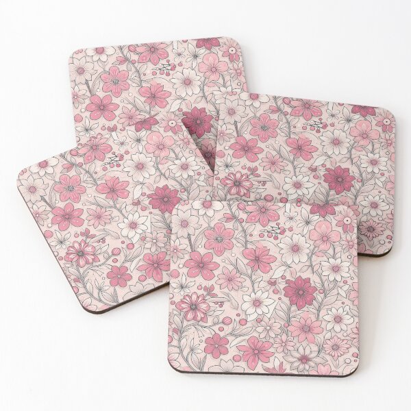 Item preview, Pink flowers pattern on pink background designed and sold by flisq.