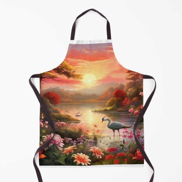 Item preview, Trees with lake and mountains at sunset - Landscape painting designed and sold by TheArtistOf2022.