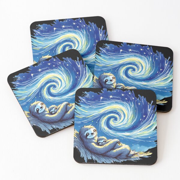 Item preview, Serene Sloth Embracing Baby in Blue Swirl designed and sold by Slick-Waffles.