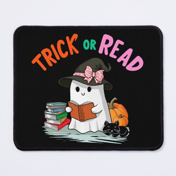 Item preview, Trick or Read cute ghost and cat designed and sold by CharmSpell.