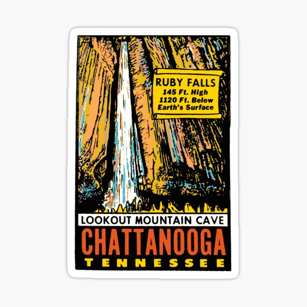 Artikel-Vorschau von Ruby Falls Chattanooga Vintage-Stil Aufkleber, designt und verkauft von zsonn.