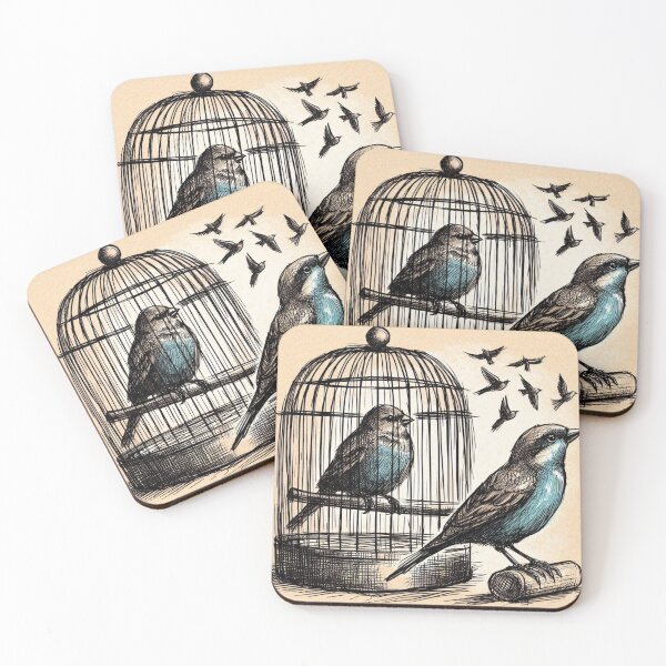 Item preview, bird in cage and freedom designed and sold by flisq.