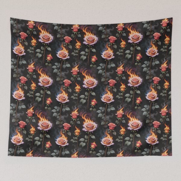 Item preview, Flaming Roses on Black Background designed and sold by TechnoWhimsy.