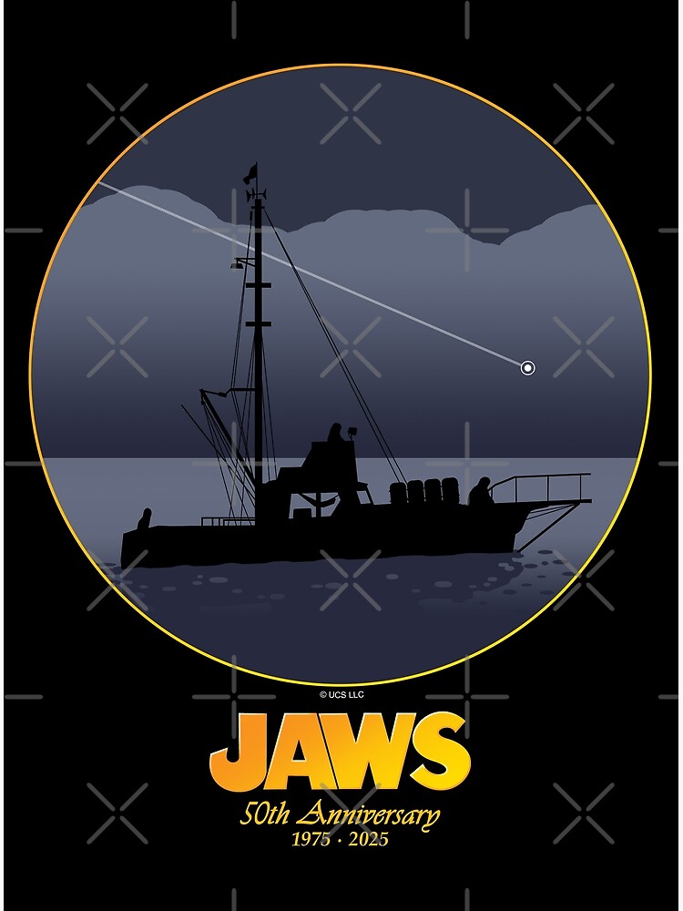 Thumbnail 3 of 3, Poster, Jaws 50th Anniversary - Shooting Star (Gold Variant) designed and sold by GloopTrekker.