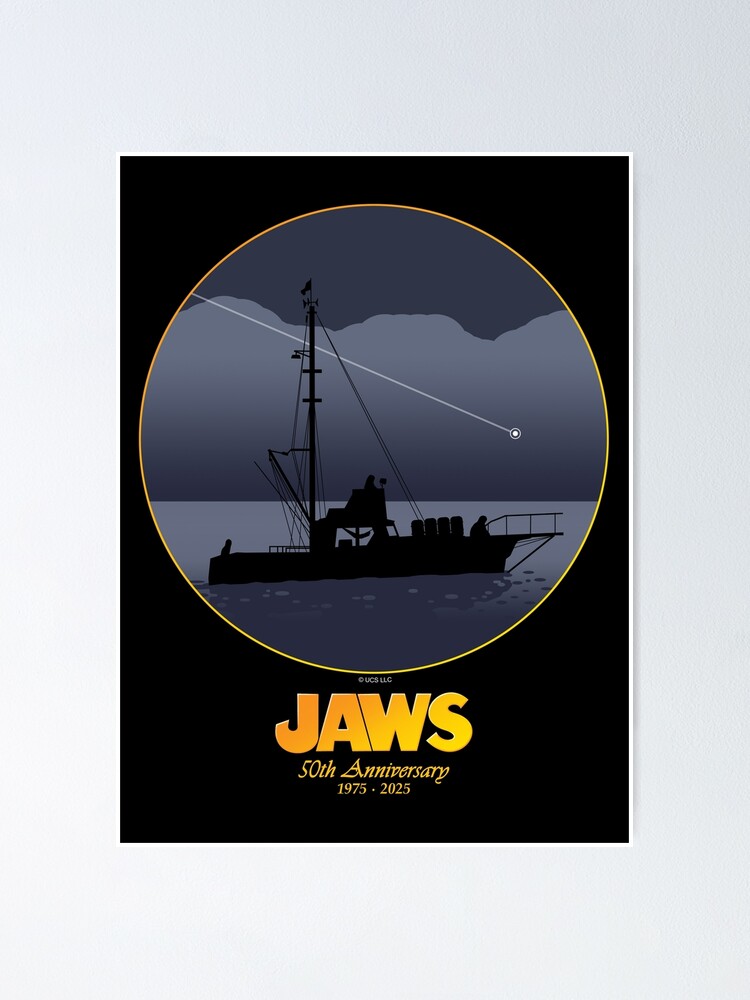 Thumbnail 1 of 3, Poster, Jaws 50th Anniversary - Shooting Star (Gold Variant) designed and sold by GloopTrekker.